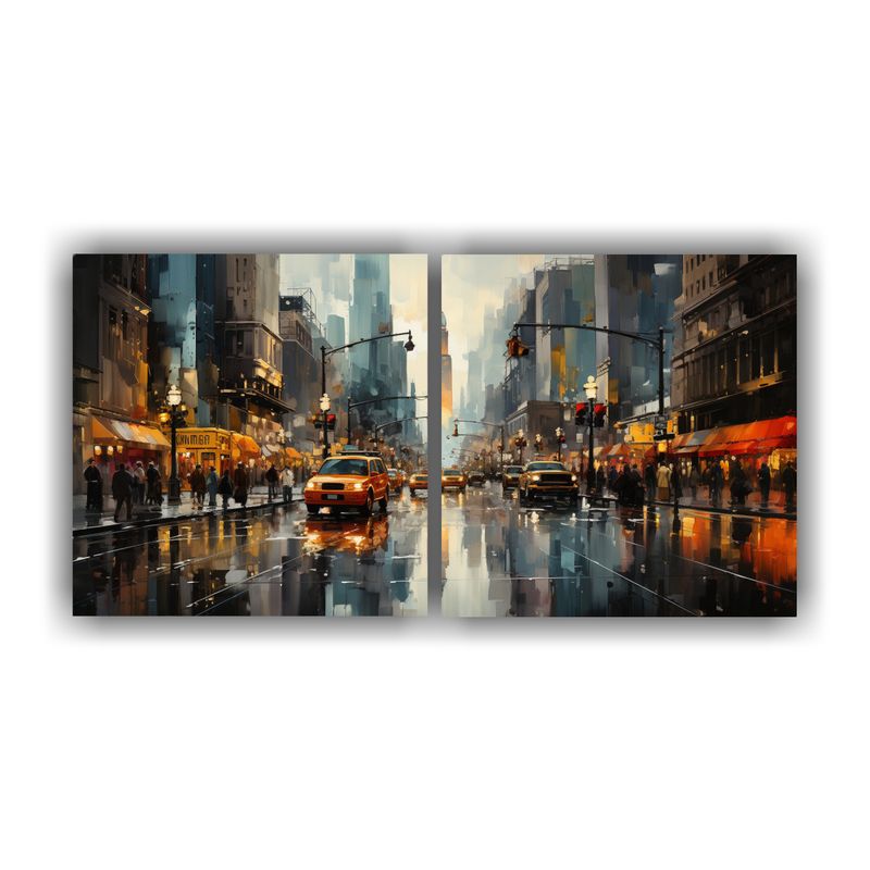 GENERICO - Pintura Ciudad Calle Hermosa Variada En Set 2 Composiciones  160x80cm