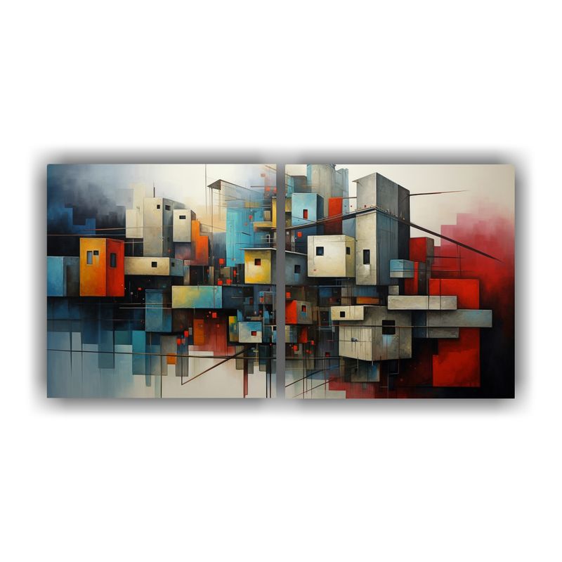 GENERICO - Pinturas Abstractas De Edificios Modernos: Dos Artes De Pare 160x80cm