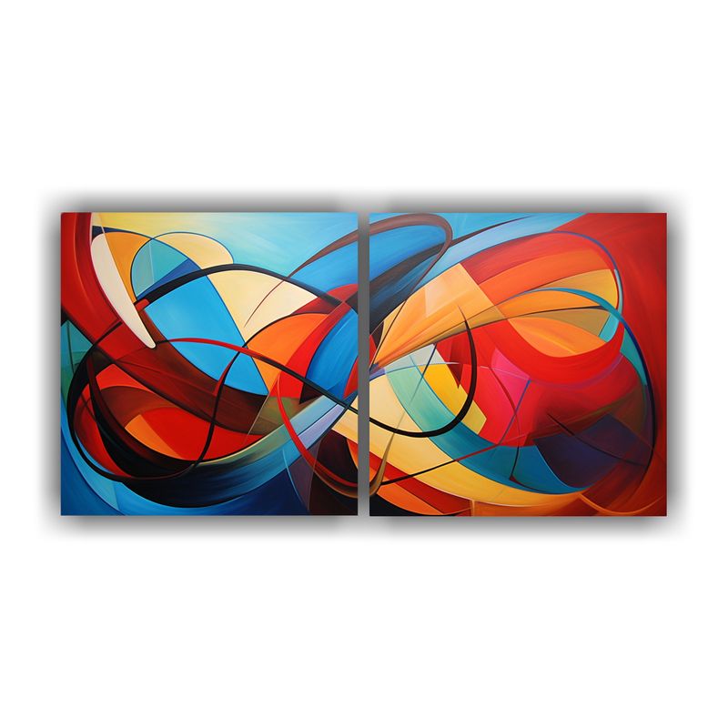 GENERICO - Conjunto 2 Lienzos De Tela Inspiración Adorno Pinturas Abst 160x80cm