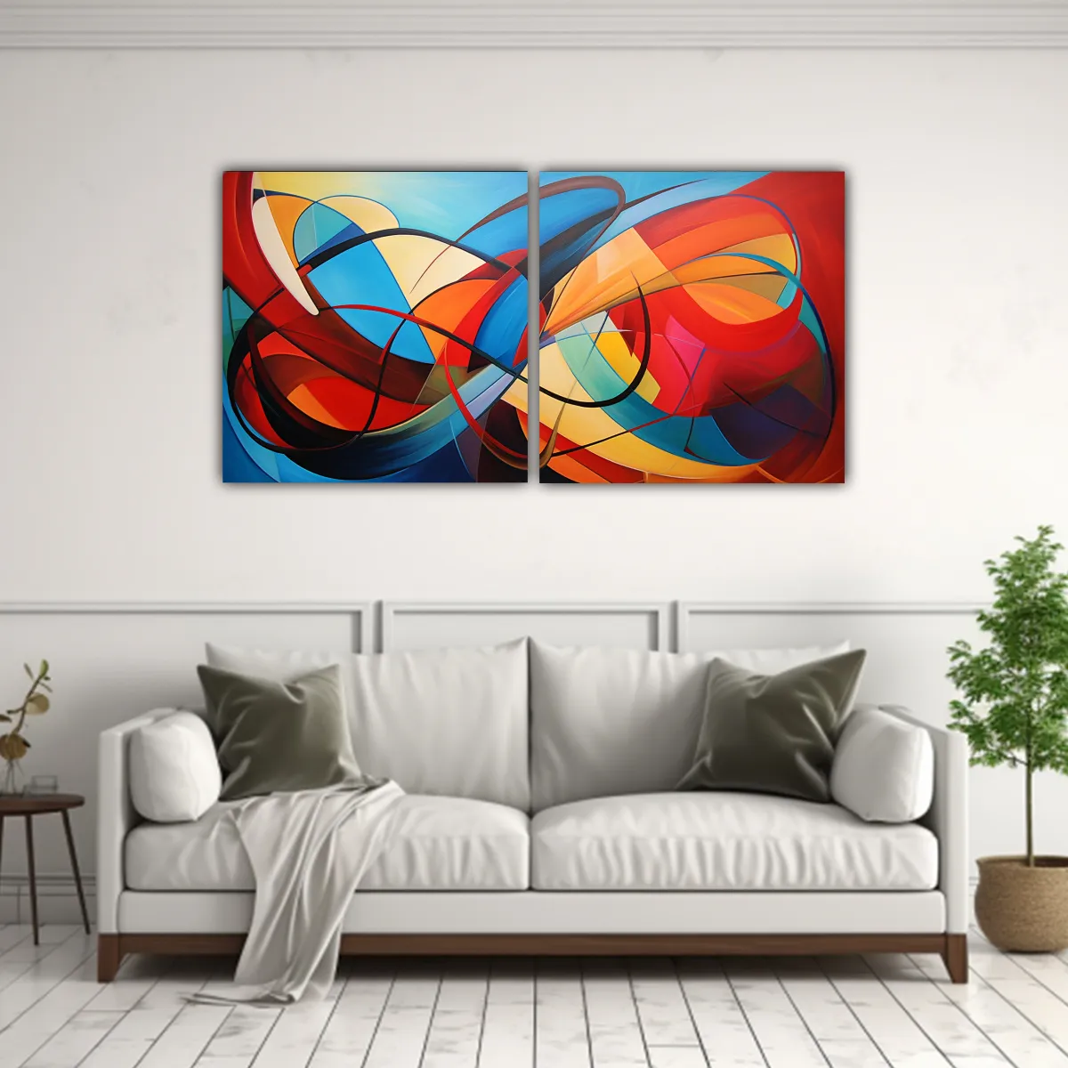 GENERICO - Conjunto 2 Lienzos De Tela Inspiración Adorno Pinturas Abst 160x80cm