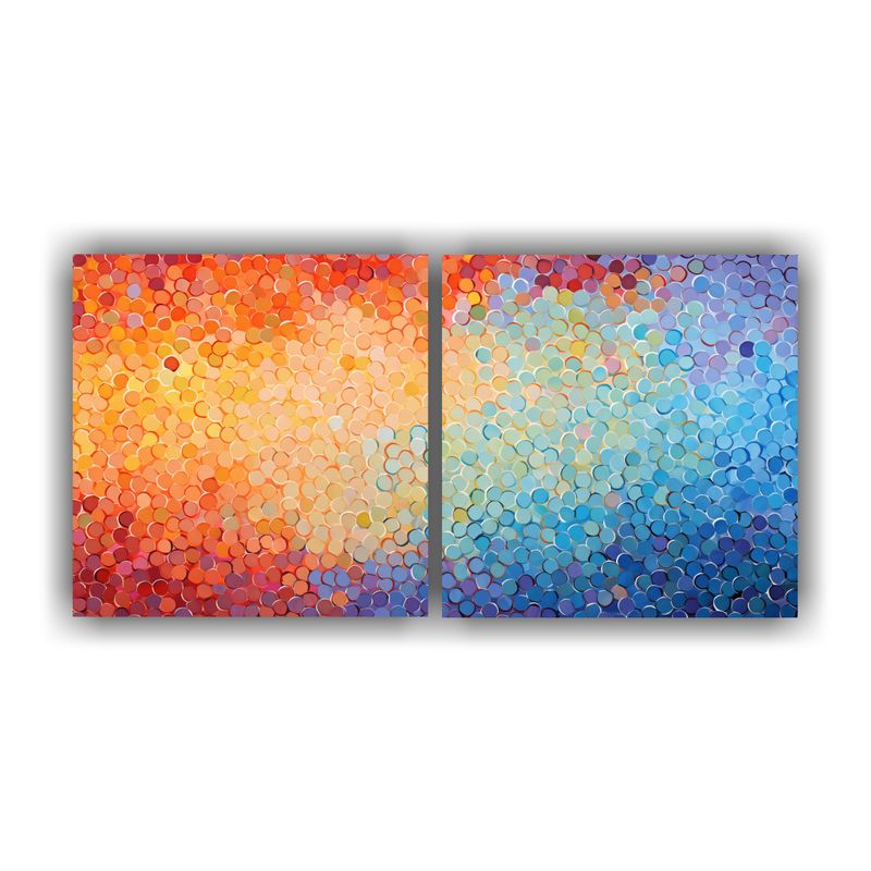 GENERICO - Pinturas Decorativas Set 2 Con Fusión Abstracta De Puntilli 160x80cm