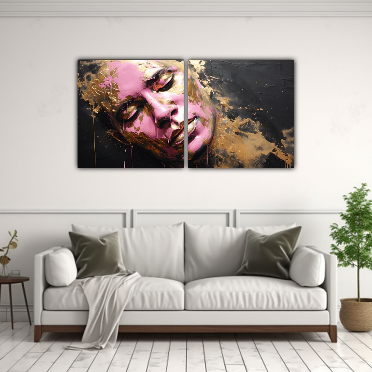 GENERICO - Pintura Decorativa En Lienzo Estético Con Contornos Faciale 160x80cm