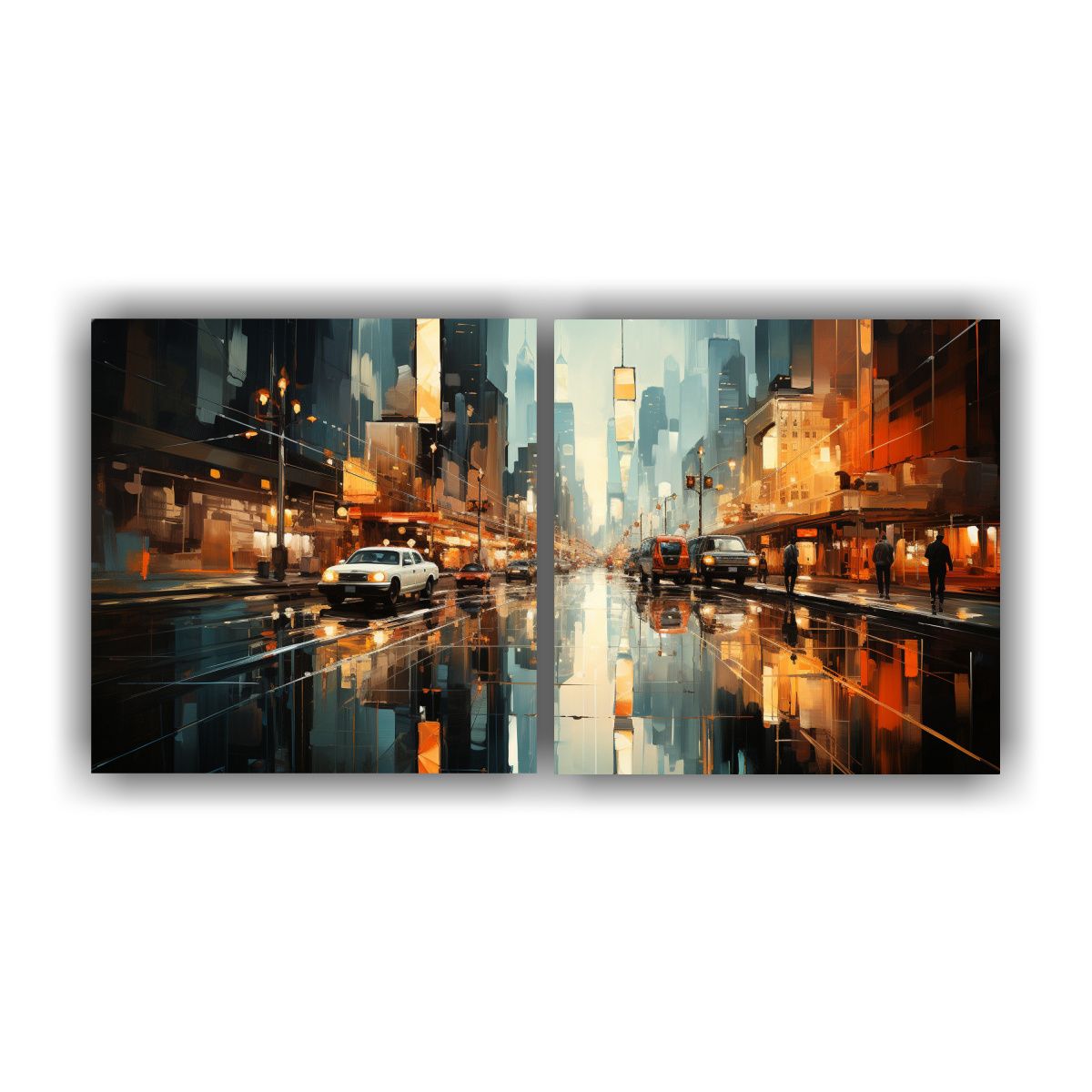 GENERICO - Pintura Abstracta De Edificios Junto Al Agua En Tonos Minima 160x80cm