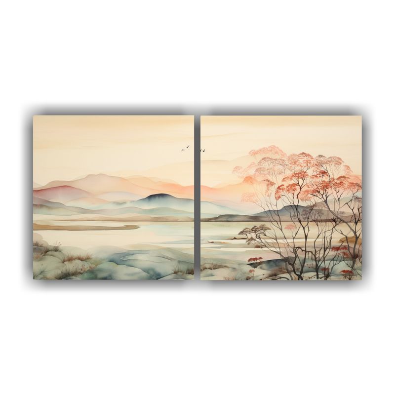 GENERICO - Paisaje Sereno En Lienzo Decorativo Set De 2 160x80cm