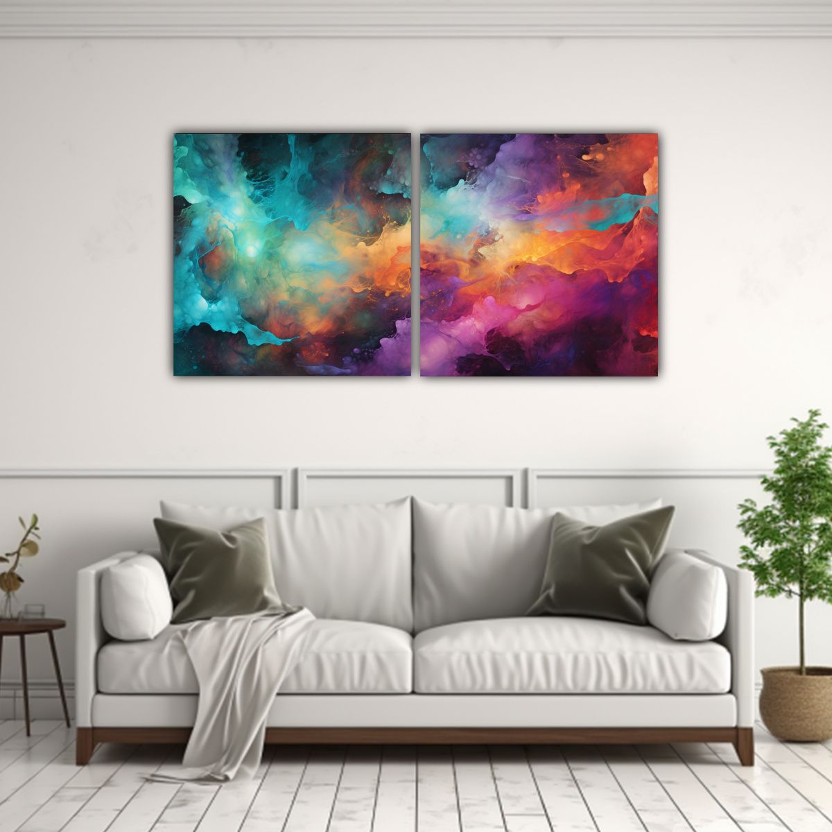 GENERICO - Cuadro Abstracto Con Finas Líneas Y Escena Cósmica Reinter 160x80cm