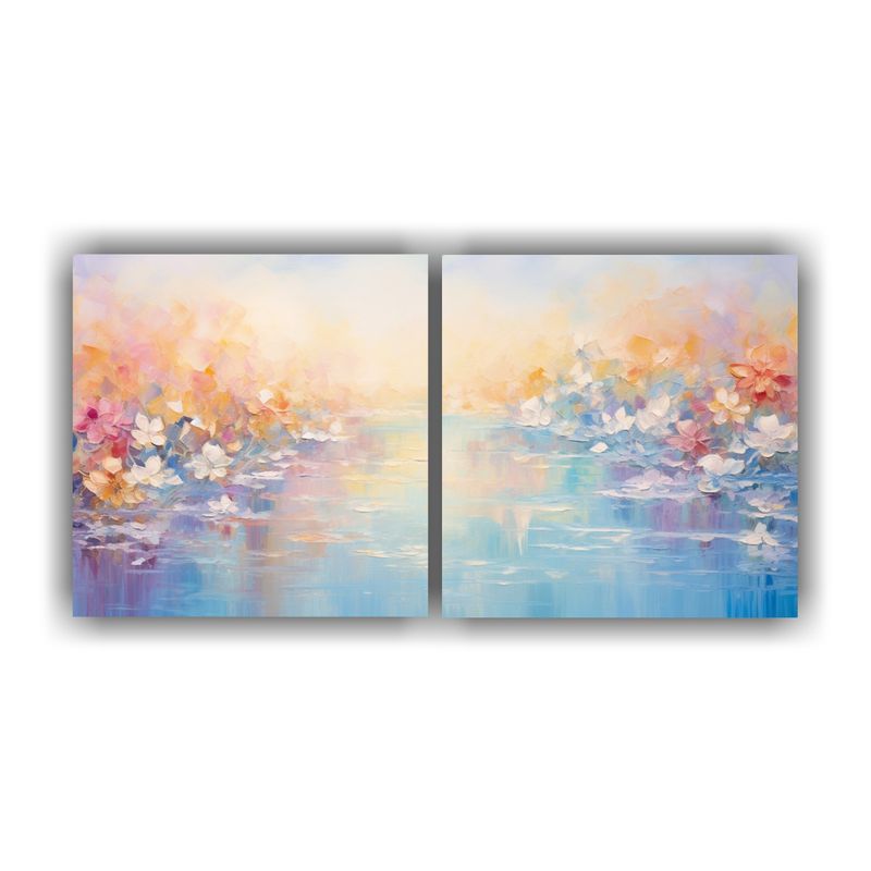 GENERICO - Pinturas Decorativas Unica De Dos Lienzos Cálidos Fusión A 160x80cm