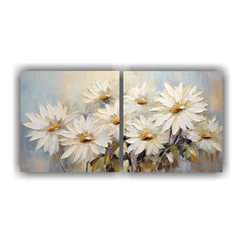GENERICO - Pintura De Girasoles Blancos En Lienzo En El Estilo De Dos A 160x80cm