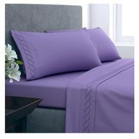 Juego De Sabanas 2 Plazas 210 Hilos Bordadas Color Lila