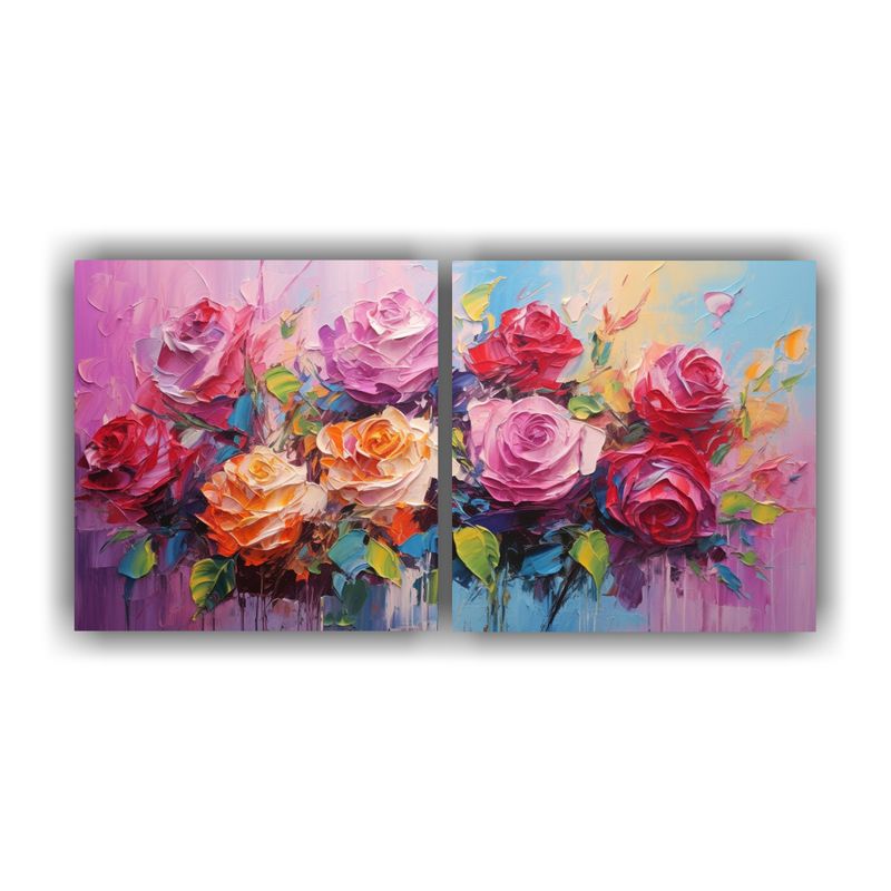 GENERICO - Set 2 Lienzos De Tela Impreso Armonía De Colores En Pintura 160x80cm