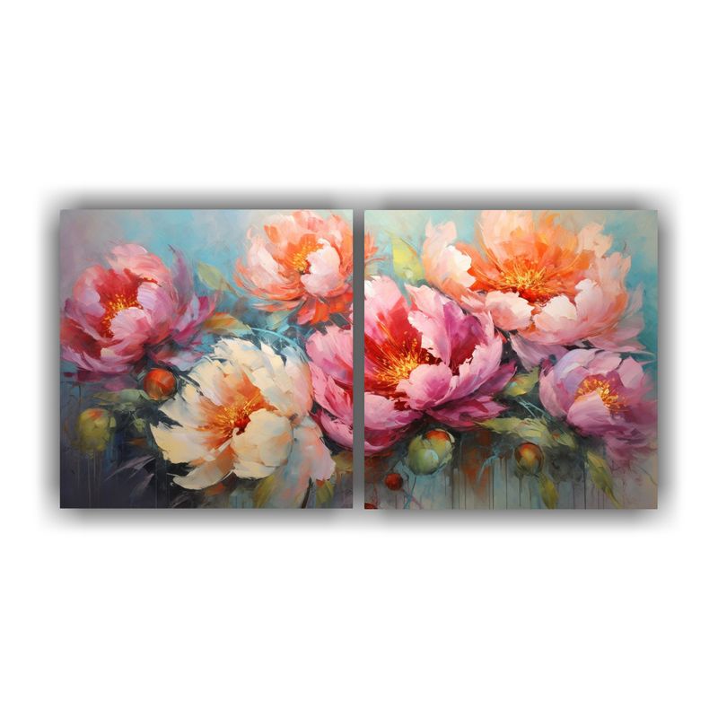 GENERICO - Cuadros Horizontal Con Adorno De Flores Vibrantes En Lienzo  160x80cm
