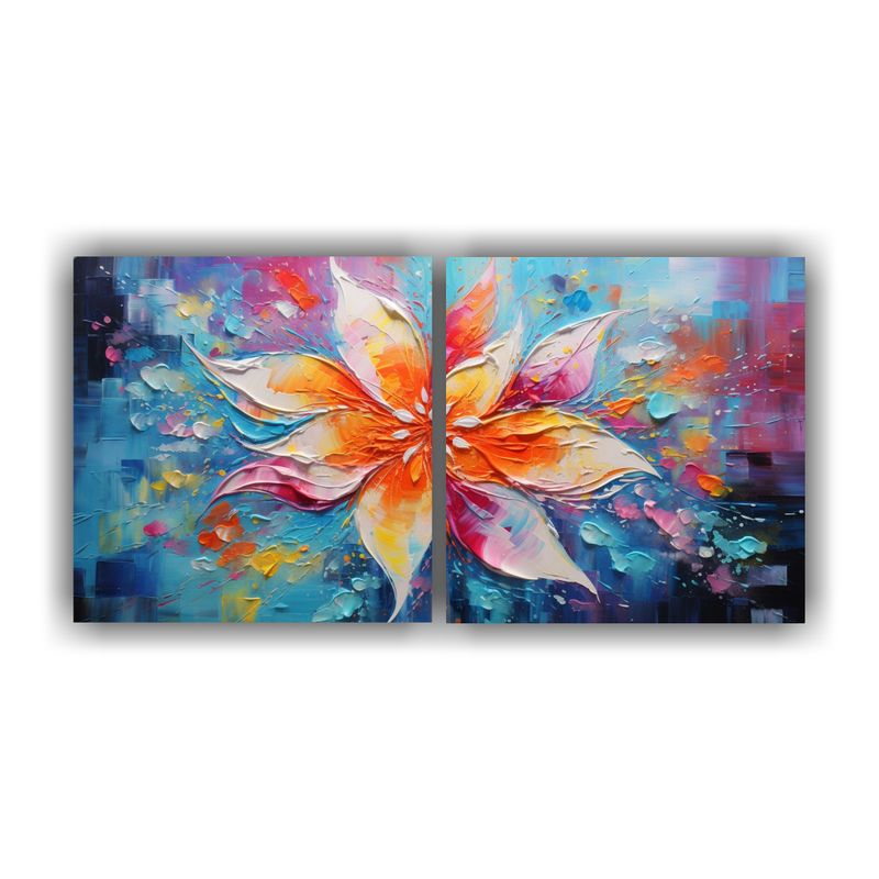 GENERICO - Pintura Floral En Lienzo De Colores Vibrantes Con Concepto D 160x80cm