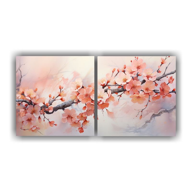 GENERICO - Pintura Abstracta De Flores De Cerezo En Colores Naranja Y D 160x80cm