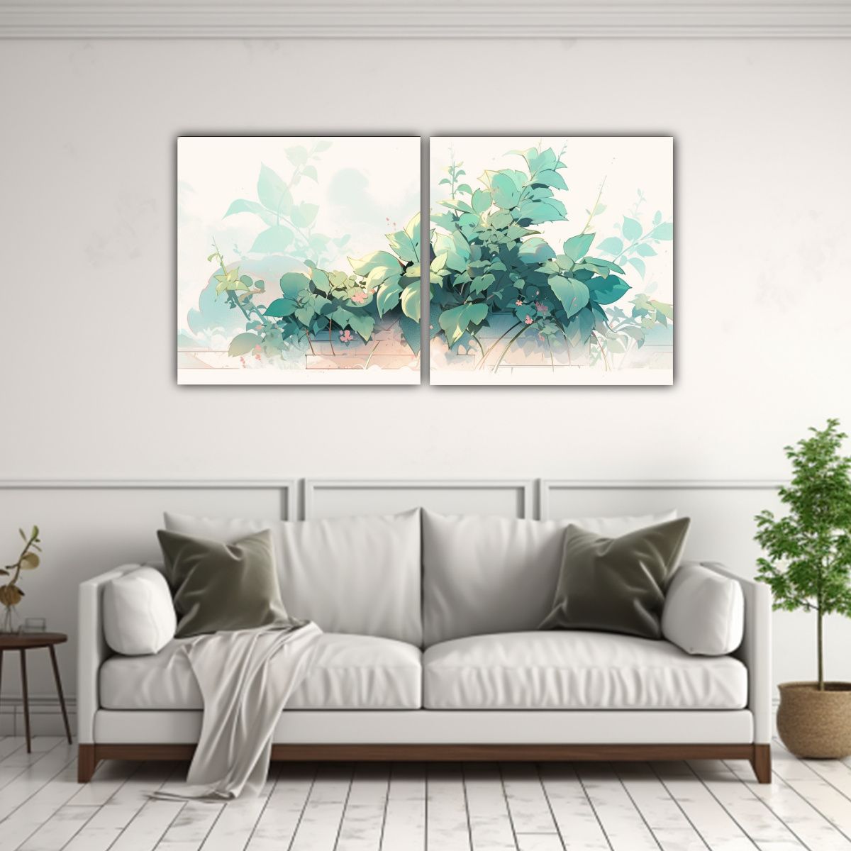 GENERICO - Dos Composiciones Movimiento Dormitorio Con Hierbas De Menta 160x80cm