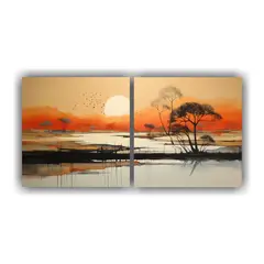 GENERICO - Lienzos Modernos Abstractos Amanecer Paisaje Vida 140x70cm