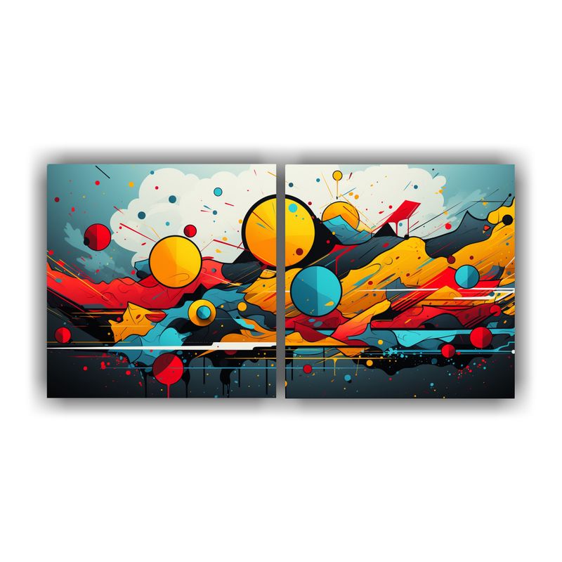 GENERICO - Pinturas Abstractas En Lienzo Estilo Popart A Todo Color 160x80cm