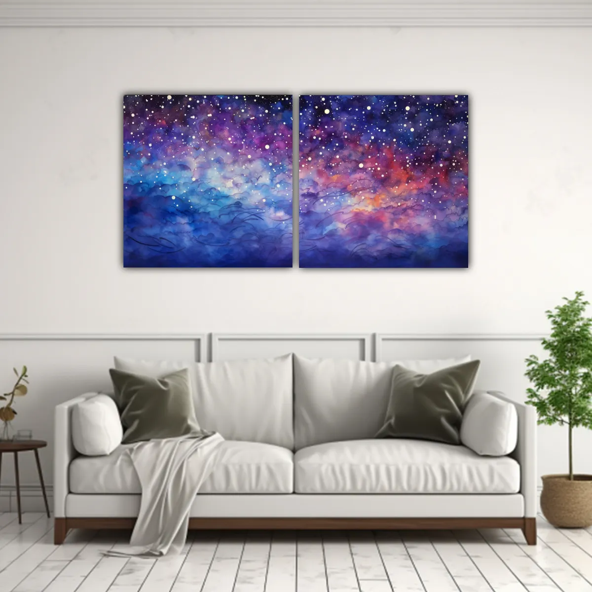 GENERICO - Cuadros Abstracción Full Color: Noche Estrellada En El Ciel 160x80cm