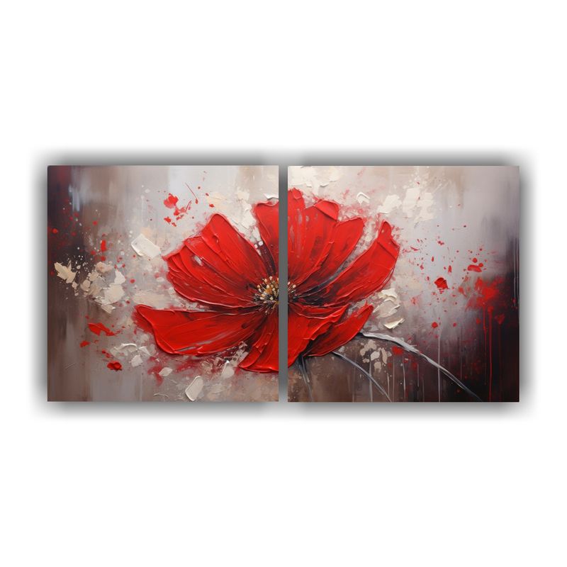 GENERICO - Pintura En Lienzo De Flores Rojas Estilo Abstracto Para Deco 160x80cm