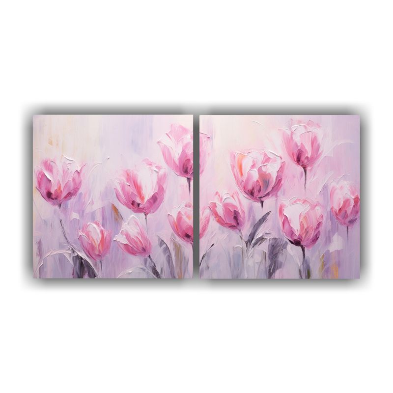 GENERICO - Pintura En Lienzo Estilo Dos Hermosos Tulipanes Rosados Para 160x80cm