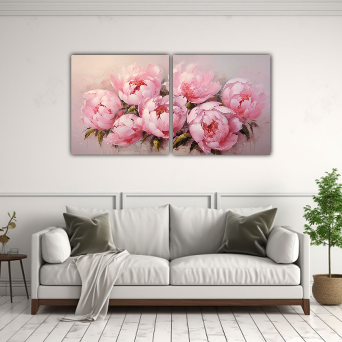 GENERICO - Pintura Abstracta En Lienzo Estilo Flor De Peonía Rosa 160x80cm