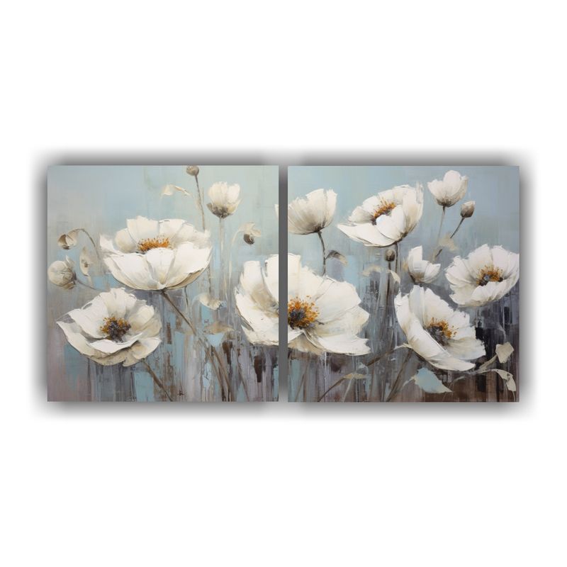 GENERICO - Diptico Tela Sublimada Armonia Pintura Lienzo Amapolas Blanc 160x80cm