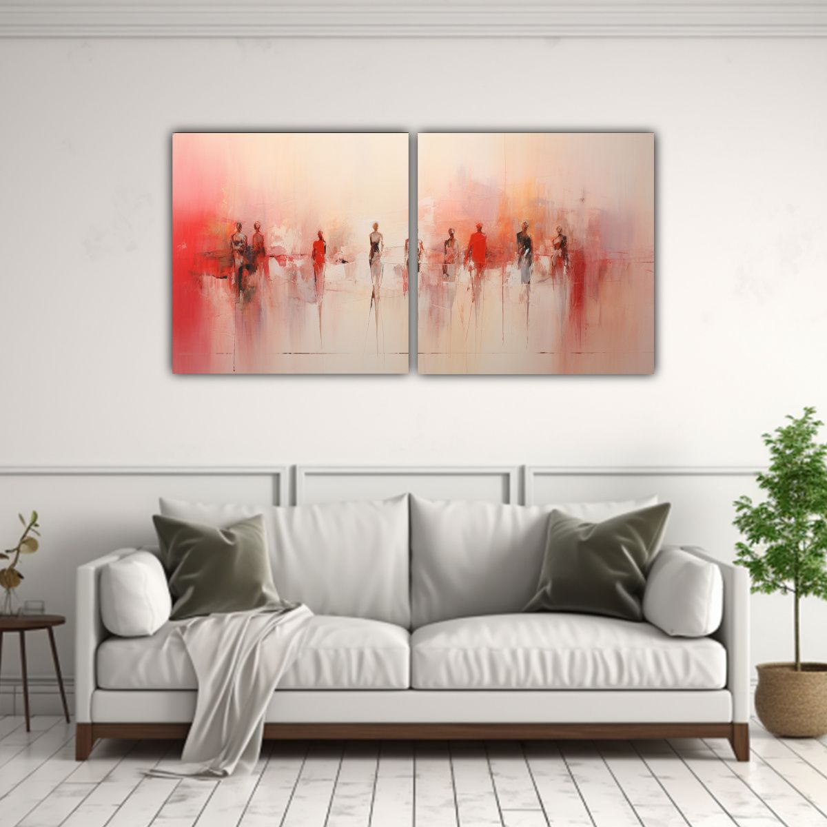 GENERICO - Pintura Acrílica Abstracta En Dos Lienzos Detalles Ultrafin 160x80cm