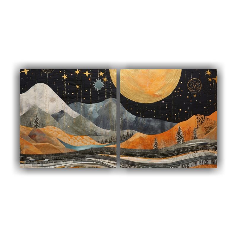GENERICO - Cuadro Decorativo De Alta Calidad Con Luna Y Montañas 160x80cm