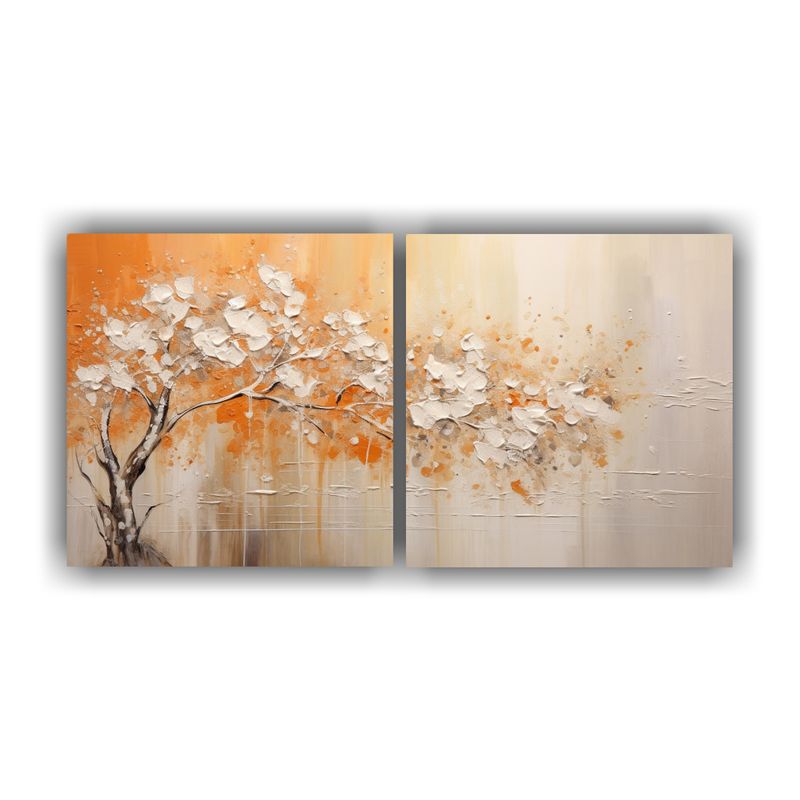 GENERICO - Pintura En Naranja Y Plateado Para Decoración De Comedor 160x80cm