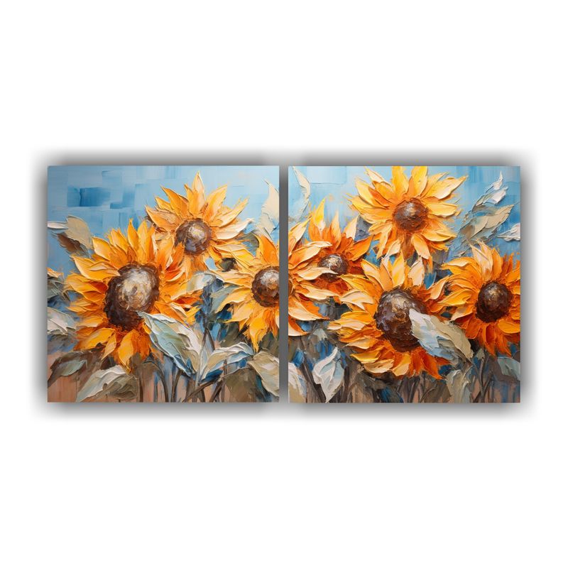 GENERICO - Cuadros Modernos De Girasoles Naranjas En Lienzo Para Decora 160x80cm