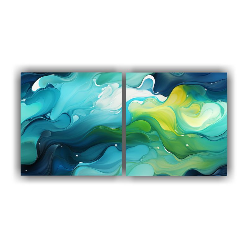 GENERICO - Pintura Moderna De Colores Vibrantes Díptico Linda 160x80cm