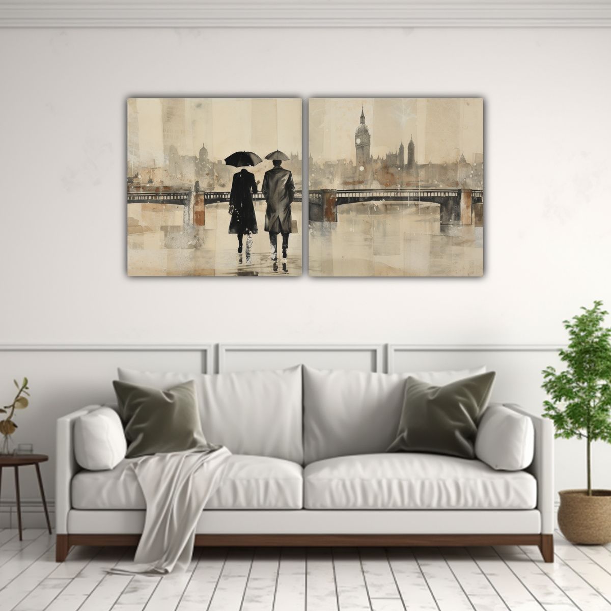 GENERICO - Pareja Caminando Por El Puente De Londres En Cuadros De Deco 160x80cm