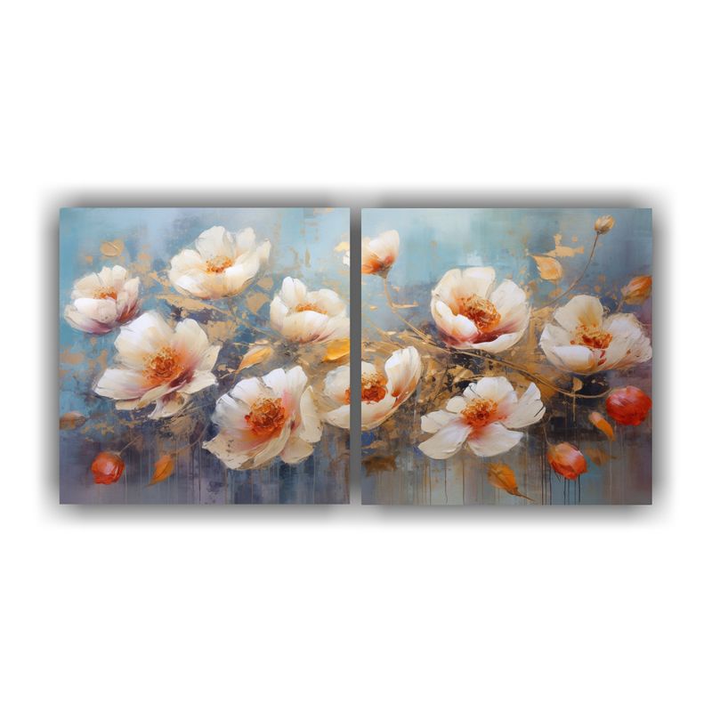 GENERICO - Pintura Floral En Lienzo Estilo Galería, Dos Lienzos Decora 160x80cm