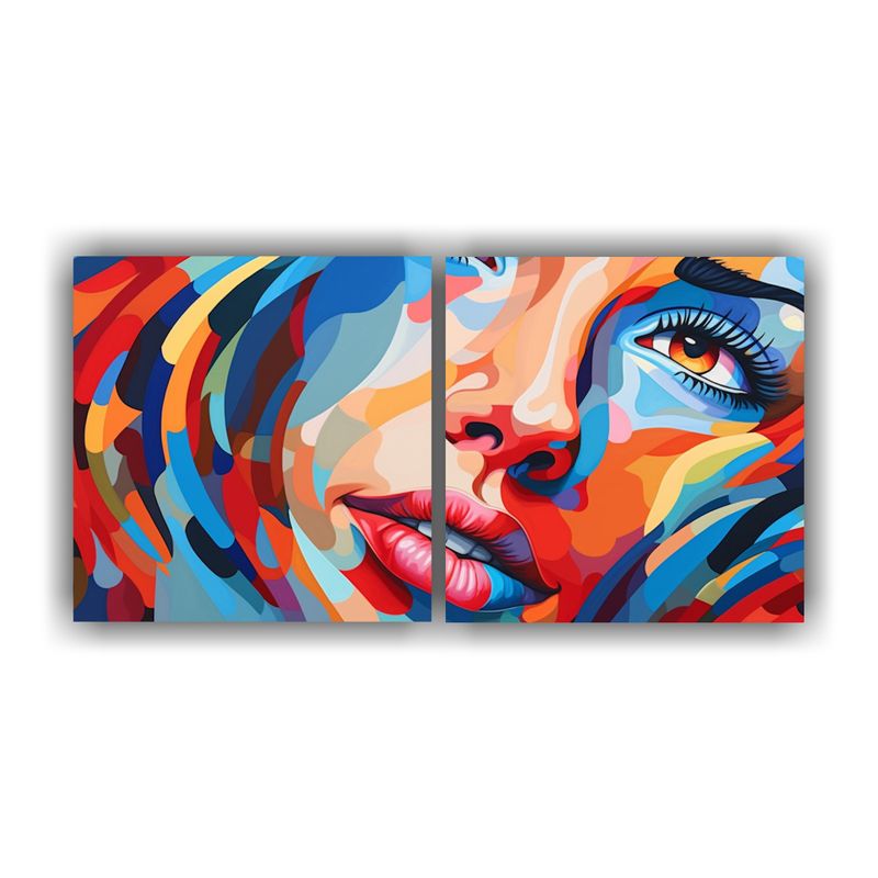 GENERICO - Cuadro Vintage Con Gama De Colores En Un Rostro De Mujer Con 160x80cm
