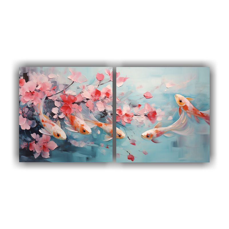 GENERICO - Pinturas Decorativas De Hermoso Ambiente Con Dos Peces Nadan 160x80cm