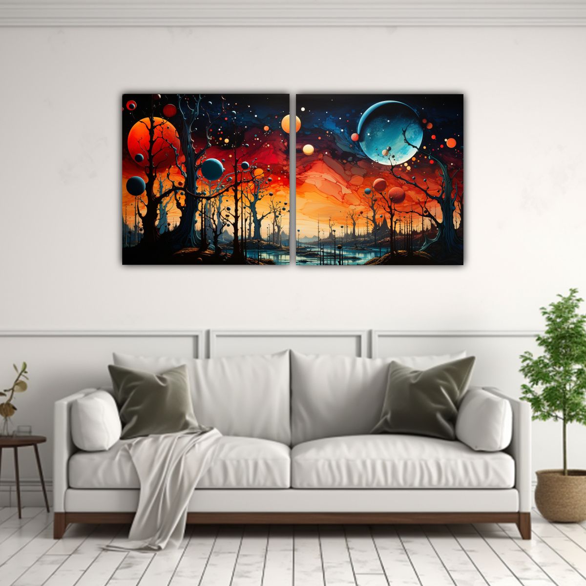 GENERICO - Dos Lienzos Modernos Rectangulares De Deep Dream Abstracto Q 160x80cm