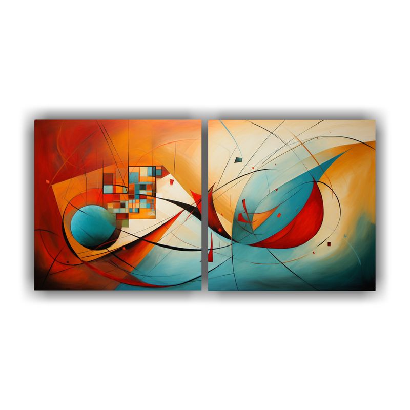 GENERICO - Cuadros Abstractos Para Sala: Lienzos Cálidos Equilibrio Vi 160x80cm