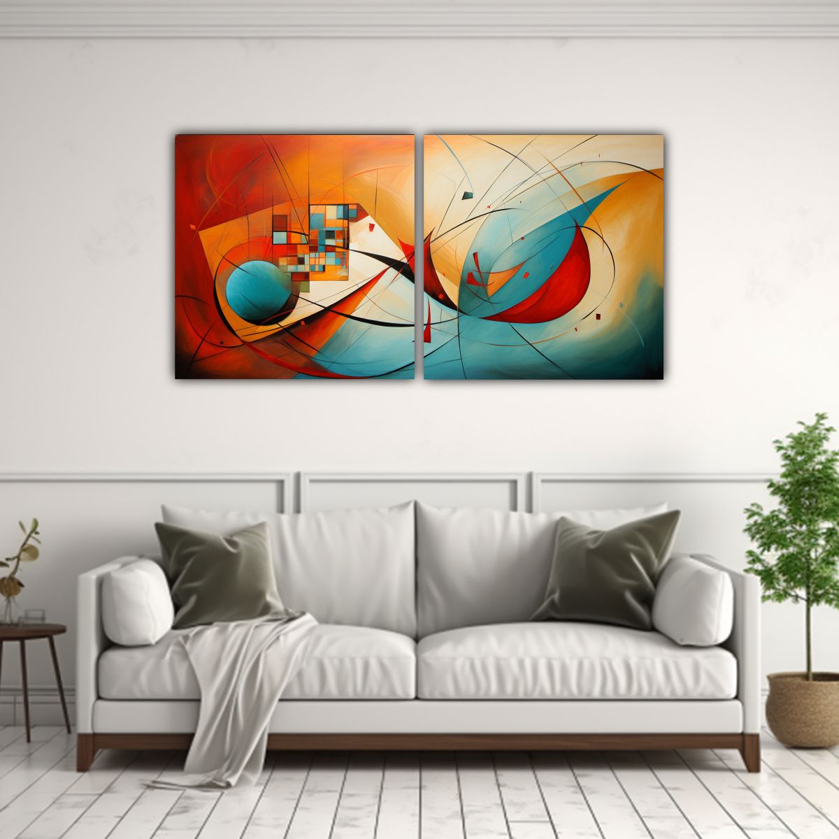 GENERICO - Cuadros Abstractos Para Sala: Lienzos Cálidos Equilibrio Vi 160x80cm