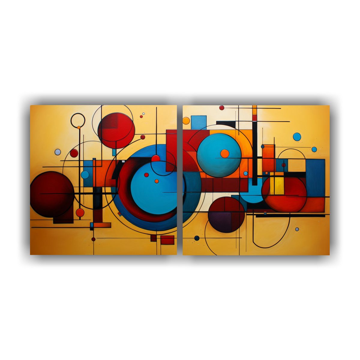 GENERICO - Cuadros Abstractos Con Círculos Luminosos De Alta Calidad 160x80cm