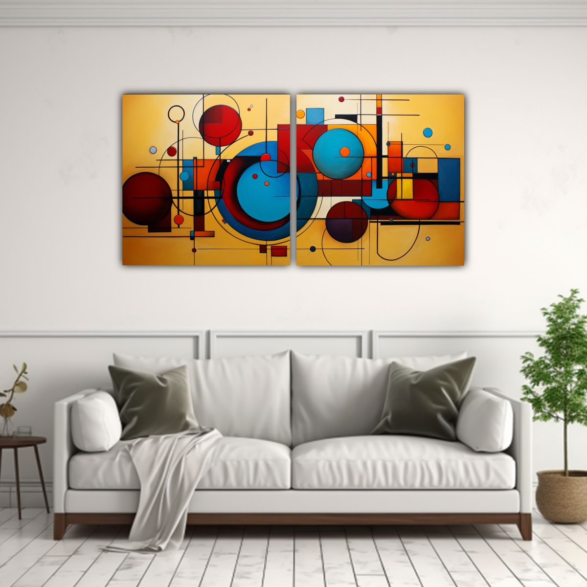 GENERICO - Cuadros Abstractos Con Círculos Luminosos De Alta Calidad 160x80cm