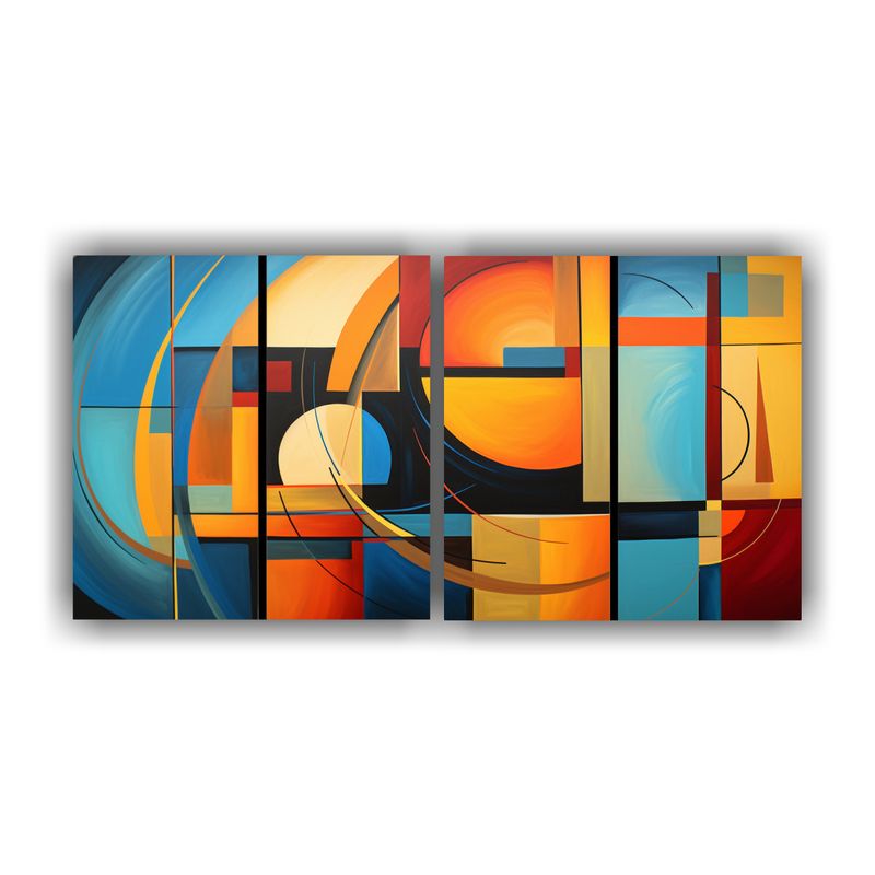 GENERICO - Cuadros Abstractos Neutros En Bastidor Calidos 160x80cm