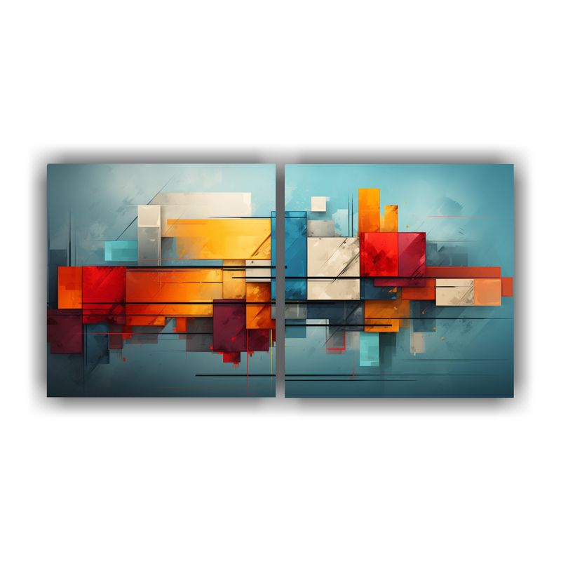 GENERICO - Conjunto 2 Telas Bastidor Impreso Living Abstracto Minimalis 160x80cm