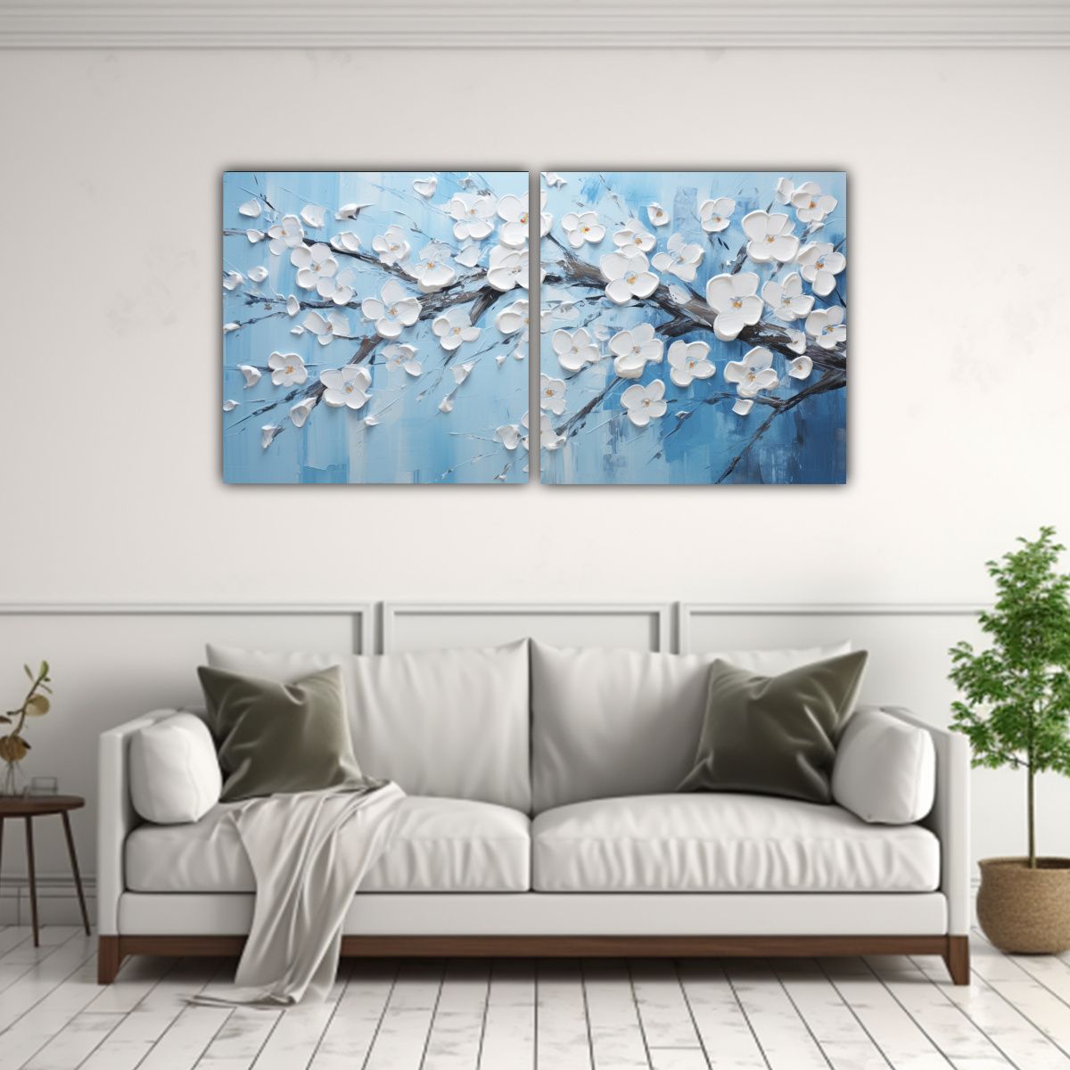 GENERICO - Lienzo Conceptual Refinado De Cerezos Azules En La Pintura S 160x80cm