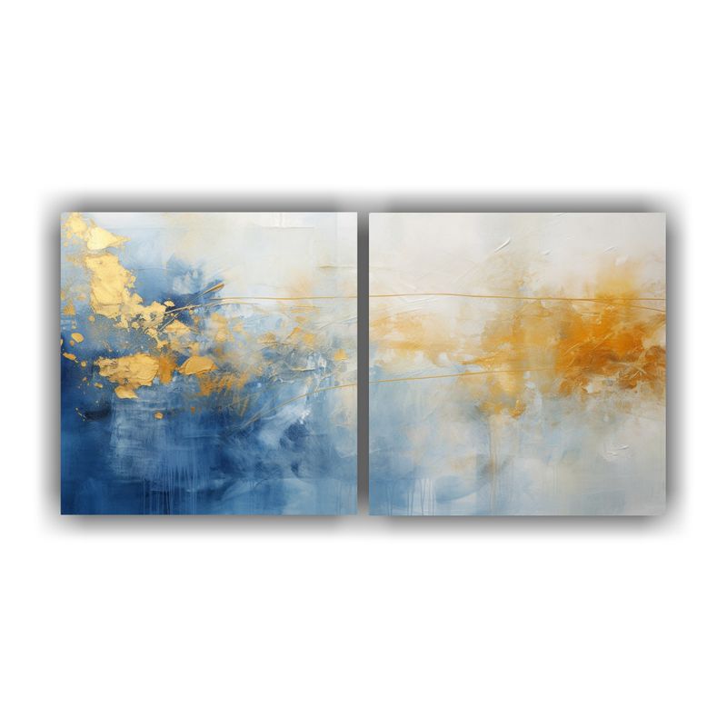 GENERICO - Cuadros Decorativos Azul Y Amarillo Estilo Detallado 160x80cm
