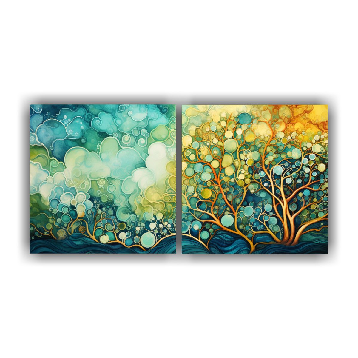 GENERICO - Dos Cuadros Imagen Creatividad Fusión De Patrones Abstracto 160x80cm