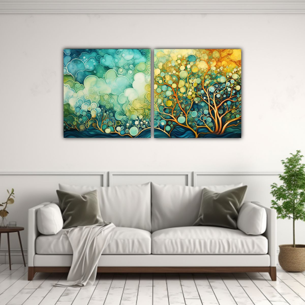 GENERICO - Dos Cuadros Imagen Creatividad Fusión De Patrones Abstracto 160x80cm