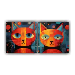 GENERICO - Pinturas De Pared Estilo Galería Gatos Abstractos 60x30cm
