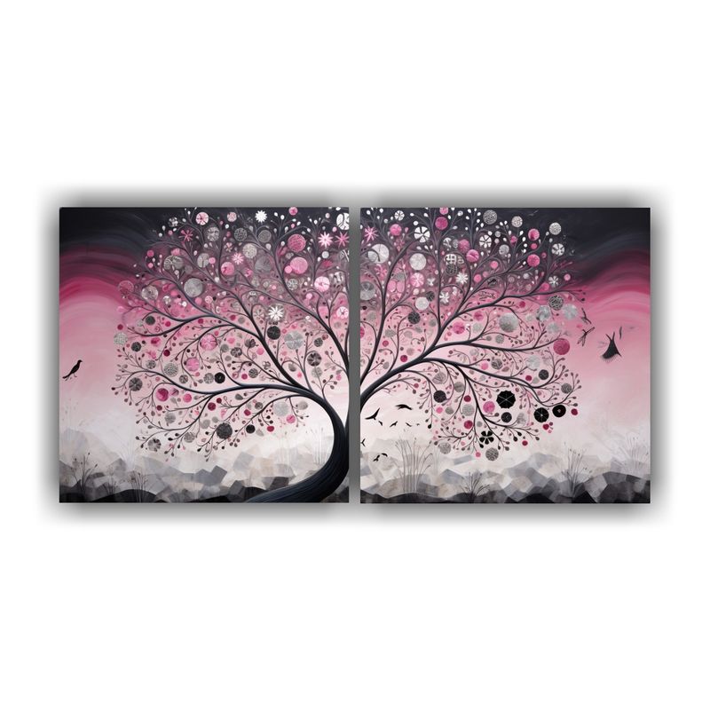 GENERICO - Pintura De Pared Hermosa Armonía De Colores Árbol En Rosa  160x80cm