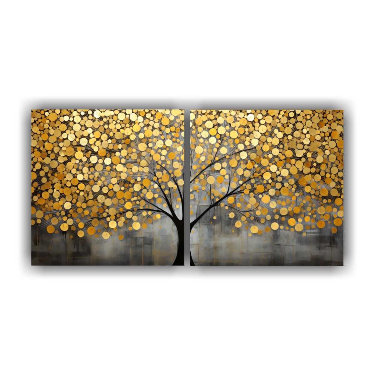 GENERICO - Pinturas De árbol En Dorado Y Amarillo En Estilo De Galerí 160x80cm