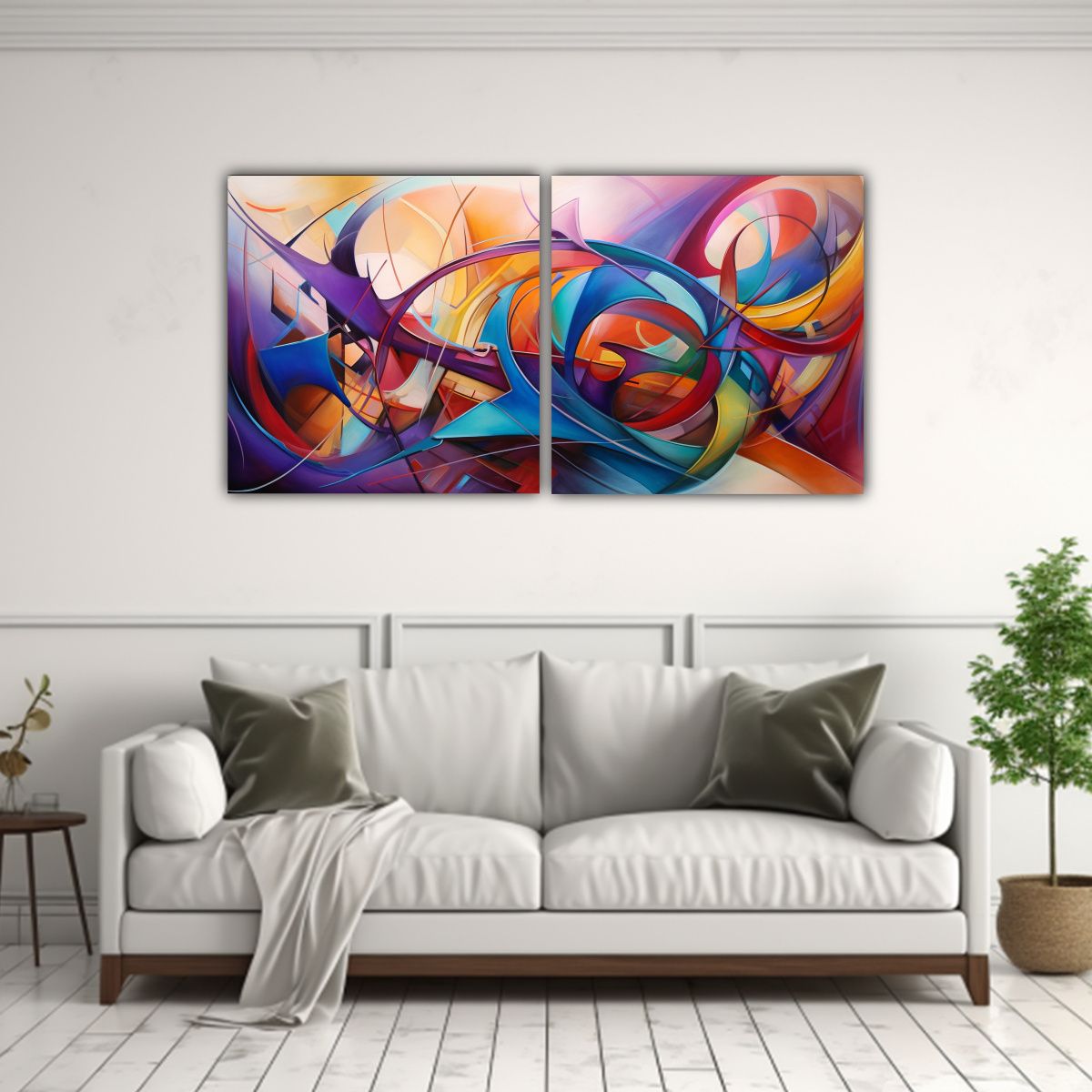 GENERICO - Dos Composiciones Arte Callejero Moderno Una Pintura Abstrac 160x80cm