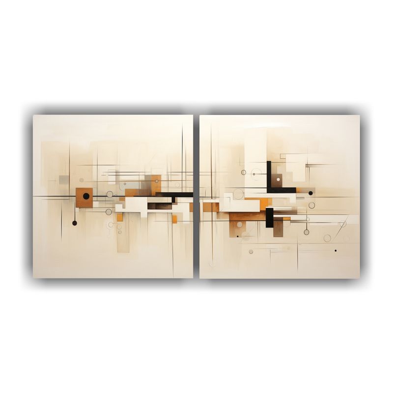 GENERICO - Diptico Belleza Natural Cuadros Abstractos En Beige 160x80cm
