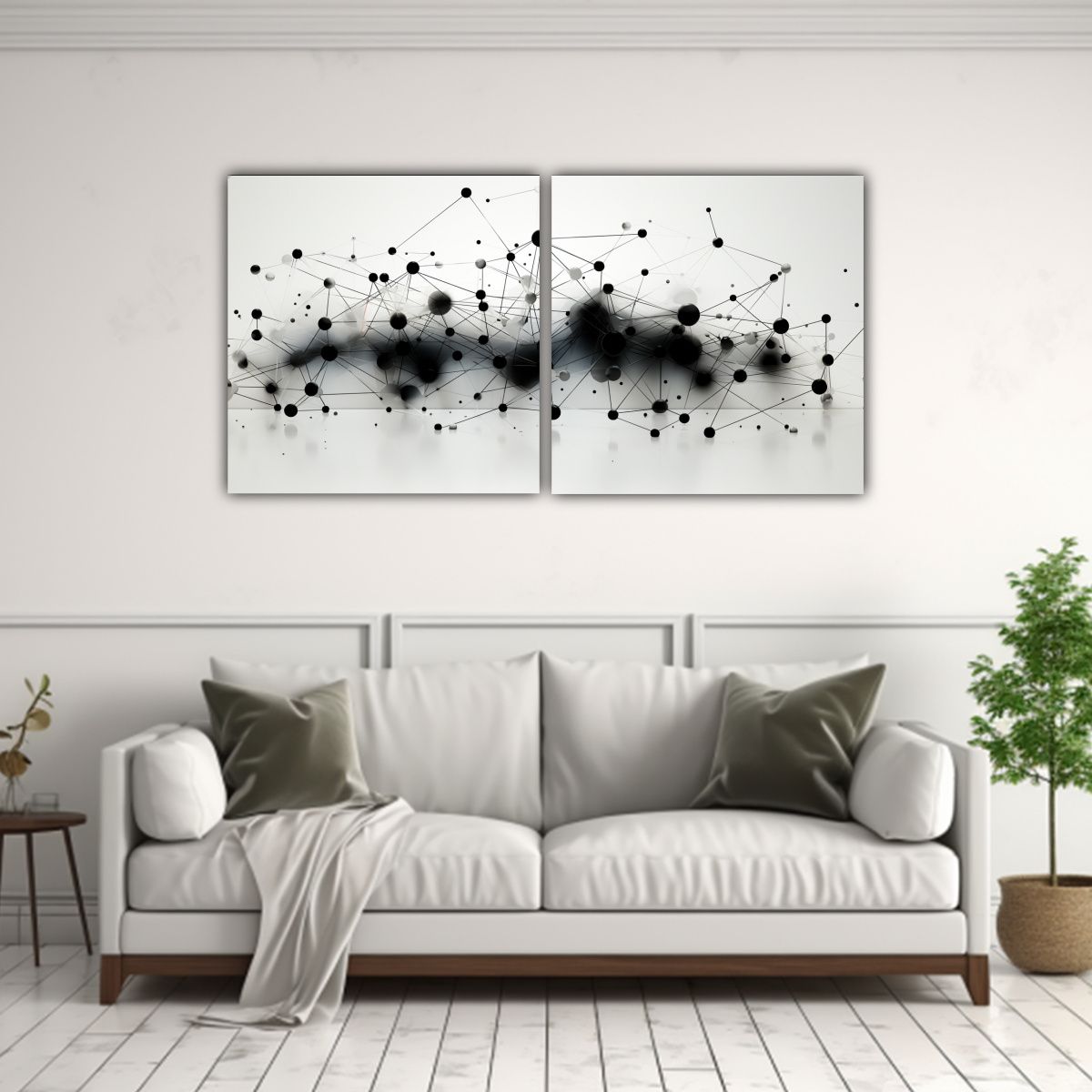 GENERICO - Cuadro Vintage Escenario Interlocking Motif Decorativo Centr 160x80cm